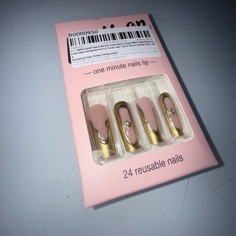 Pink and Gold Reusable Nail Set